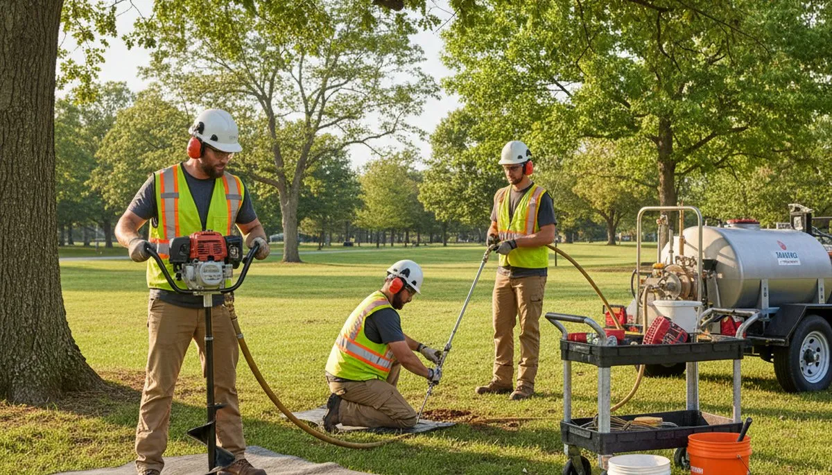 Arbor Tree Care technician providing tree fertilizing service in Ogden, UT