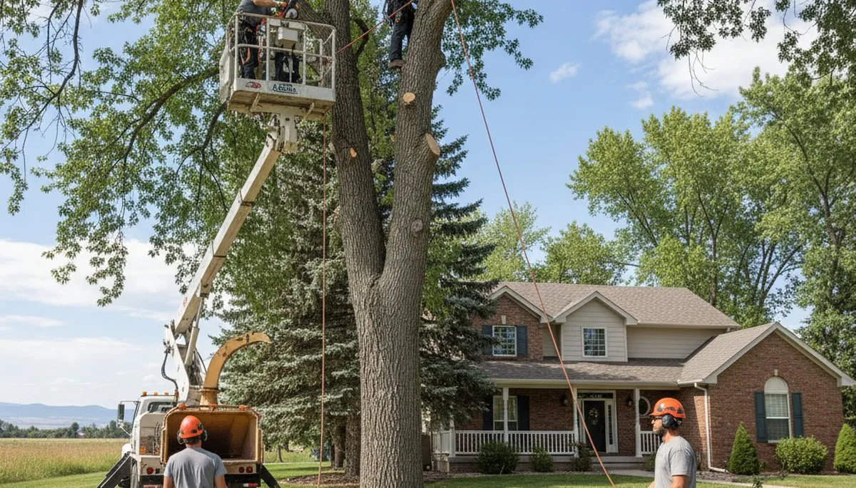 Tree service crew trimming and removing trees in Ogden, UT for safe property maintenance